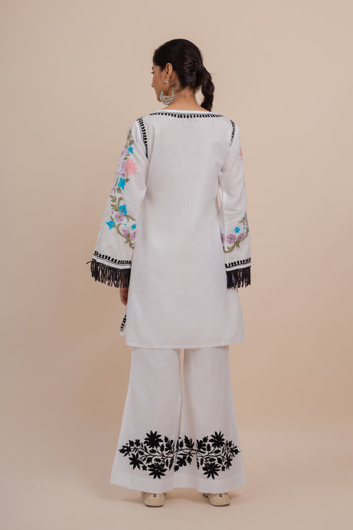 ADA in Falak Kashmiri Kurta Set - White
