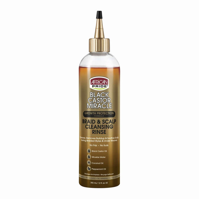 African Pride Black Castor Miracle Braid  Scalp Cleansing Rinse 12 Oz