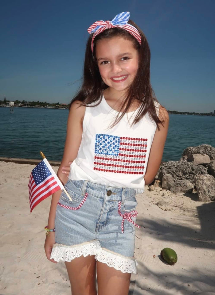 Lola + The Boys Tops American Flag Tank