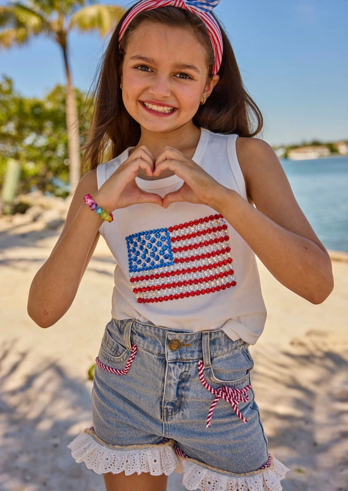 Lola + The Boys Tops American Flag Tank