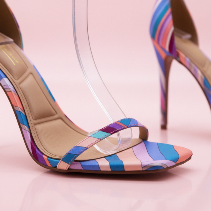 Anne Michelle Neo Pink Pastel Multicolor Stiletto Sandals – Open Toe Ankle Strap Heels