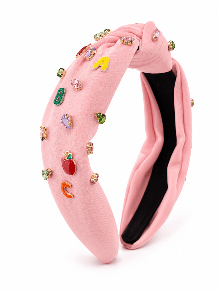 Lotus Accessories Pretty Pink Apples and Alphabets Knotted Headband