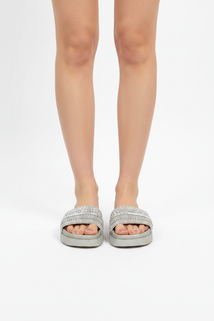 High-Key White Studio — Crystal Slide, Standing