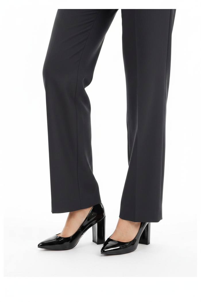 High-Vamp Block Heel Pump – Black