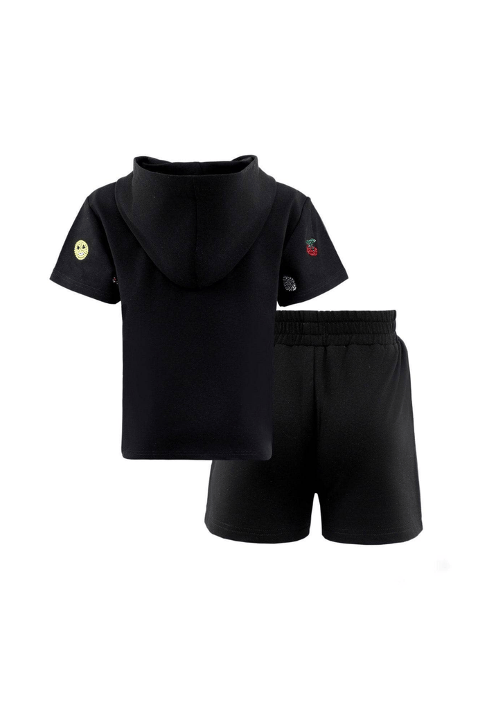 Lola + The Boys Sets Black Crystal Doodle Short Set