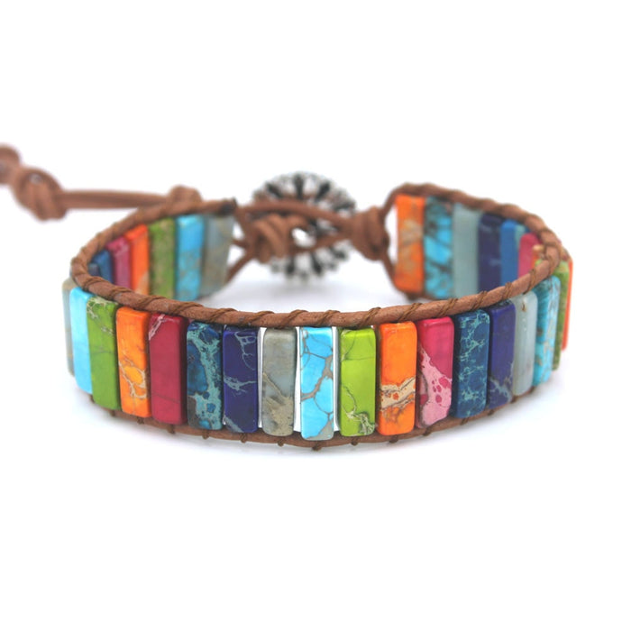 boho wrap bracelet for women Leather rope with stone beaded Fancy bracelet handmade