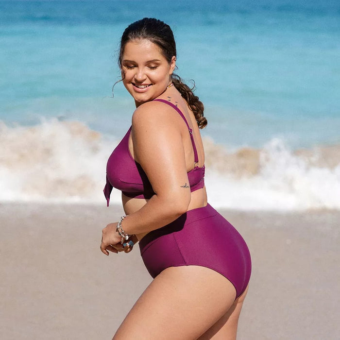 Bow Knot Plus Size High Waist Bikini Set