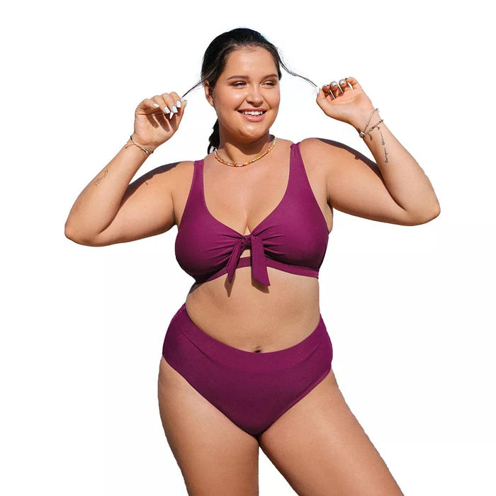 Bow Knot Plus Size High Waist Bikini Set