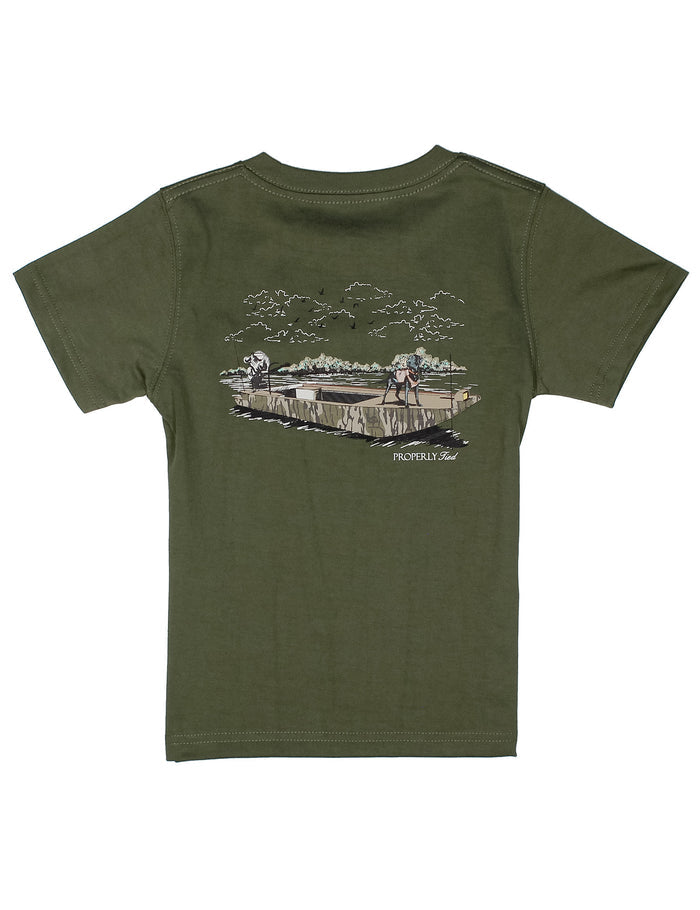 Boys Mossy Oak Boat Ride SS Olive
