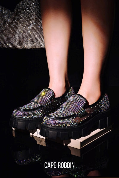 Cape Robbin Abbe Rhinestone Mesh Loafers – Rainbow | EstelleShoes