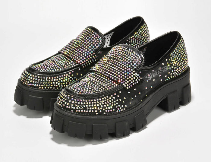 Cape Robbin Abbe Rhinestone Mesh Loafers – Rainbow | EstelleShoes