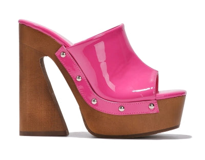Cape Robbin Moika Square Toe Platform Sculptured Block Heel Women Mule-Tan