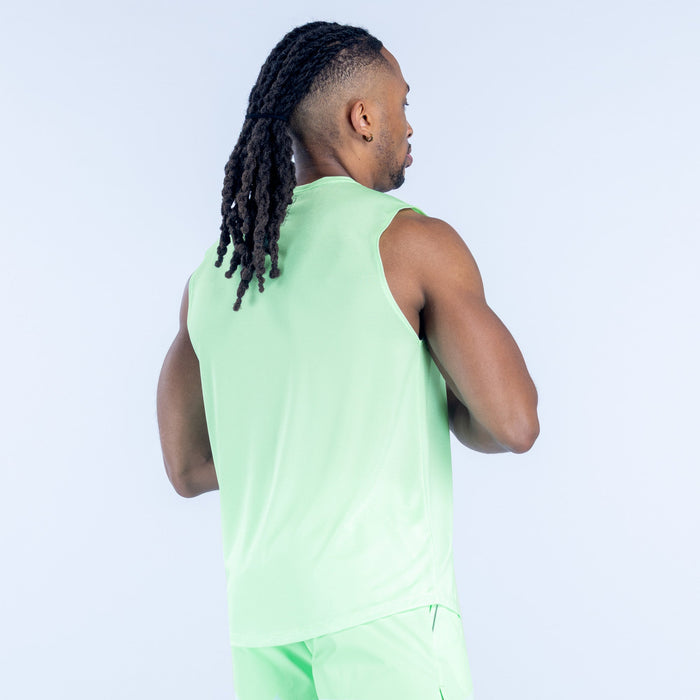 Charge tank sleeveless back view in light mint green