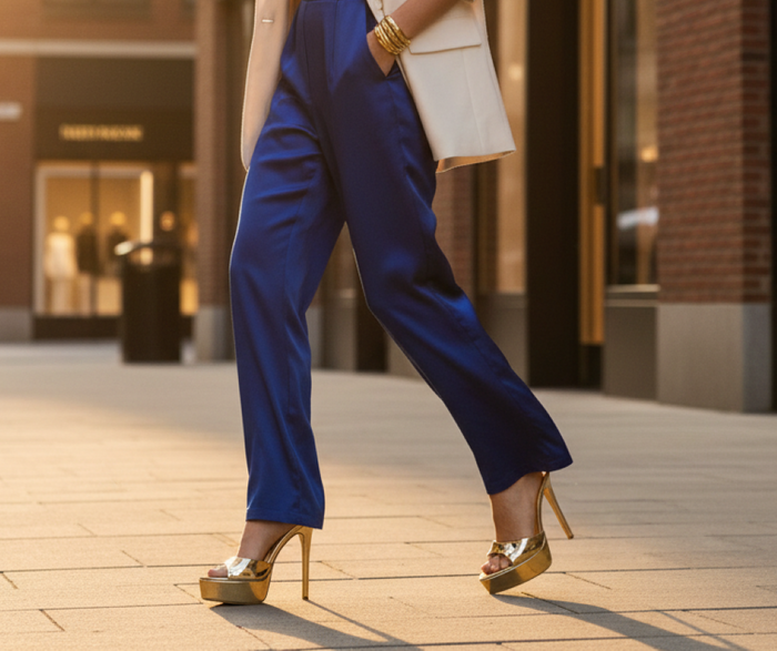 Chase Lawnie Platform Slip-on Pointy Peep Toe Stiletto Heel Mule-Gold