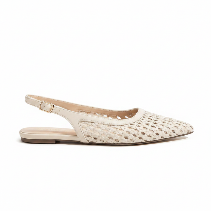 Clair Beige Woven Slingback - Side Profile Hero