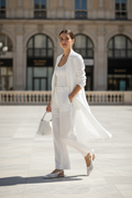White Woven Slingback Pointed Toe Flat | Buckle Strap | Lattice Weave