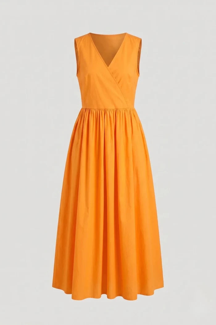 Памучна миди рокля "Bamboo" - оранжево Roberto&Co Roberto Fashion Store Dress NWA1007DRSORNMID-S S