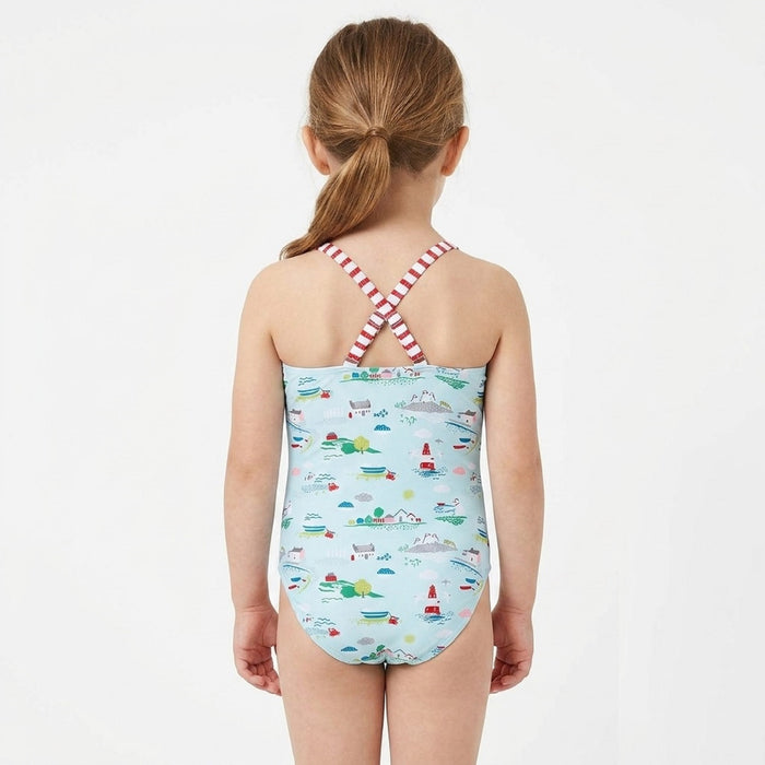 Country & Blue Print Cross Back Swimsuit