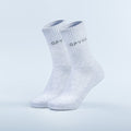 Ribbed crew socks, light gray with ORYN logo at cuff