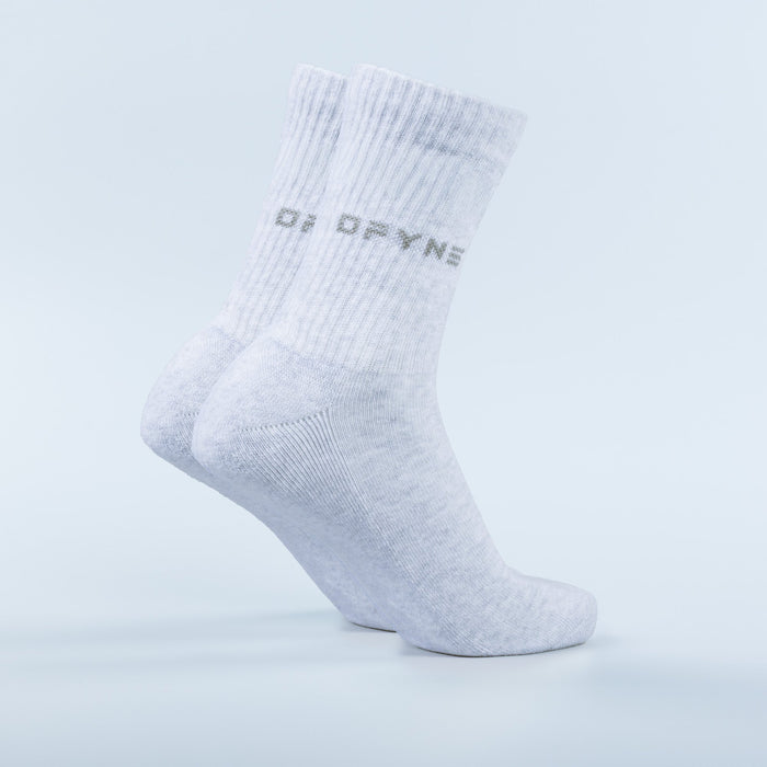 Ribbed crew sock, light gray with ORYN logo band at top