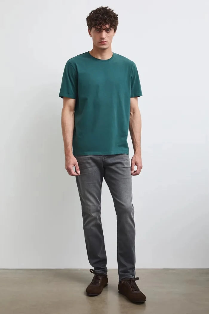 Тъмнозелена мъжка базова тениска от памук с еластан Medicine Roberto Fashion Store T-shirt RW26-TSM013-79X-S S