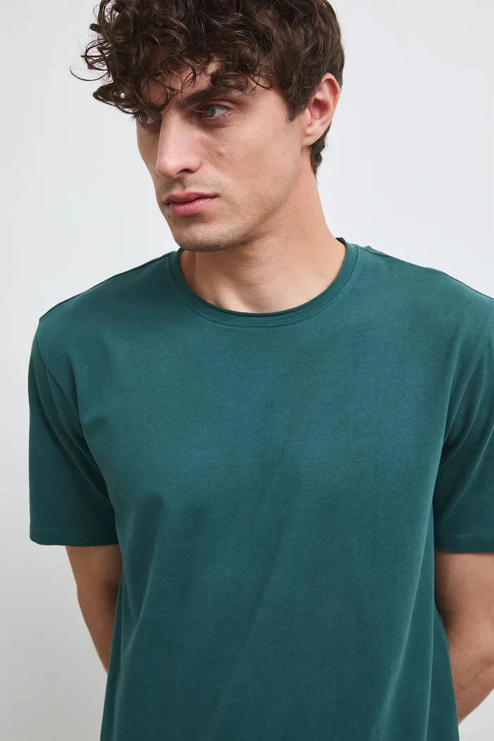 Тъмнозелена мъжка базова тениска от памук с еластан Medicine Roberto Fashion Store T-shirt RW26-TSM013-79X-S S