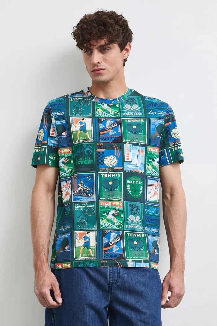 Тъмнозелена мъжка тениска с изцяло щампован дизайн Medicine Roberto Fashion Store T-shirt RW26-TSM115-79A-S S
