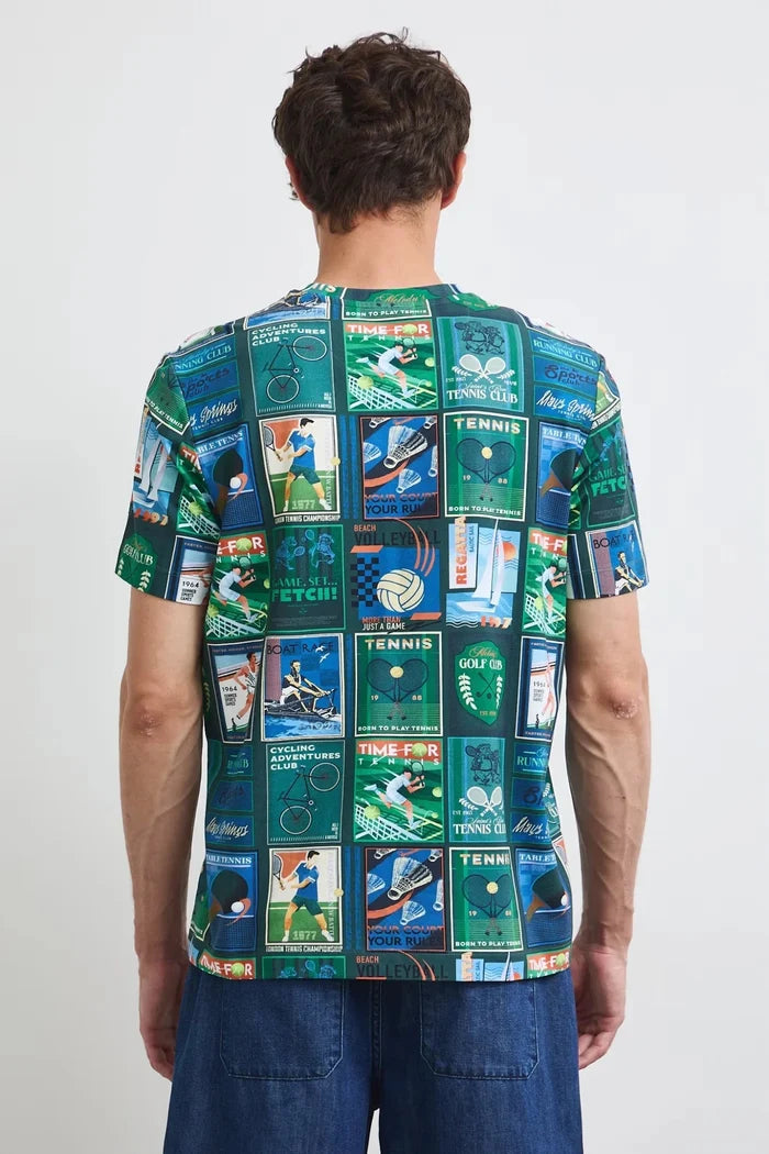 Тъмнозелена мъжка тениска с изцяло щампован дизайн Medicine Roberto Fashion Store T-shirt RW26-TSM115-79A-S S