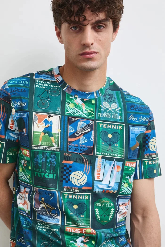 Тъмнозелена мъжка тениска с изцяло щампован дизайн Medicine Roberto Fashion Store T-shirt RW26-TSM115-79A-S S