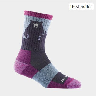 Darn Tough W's Bear Town Micro Crew LW Hiking Socks- 1970-C, Purple, S