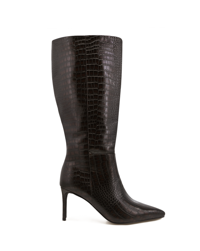 DILAN EXTENDED CURVE - DARK CACAO CROC-Boots-Billini-Billini