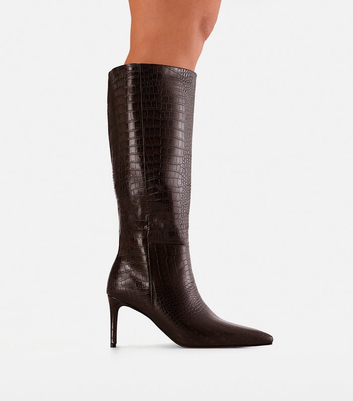 DILAN EXTENDED CURVE - DARK CACAO CROC-Boots-Billini-Billini