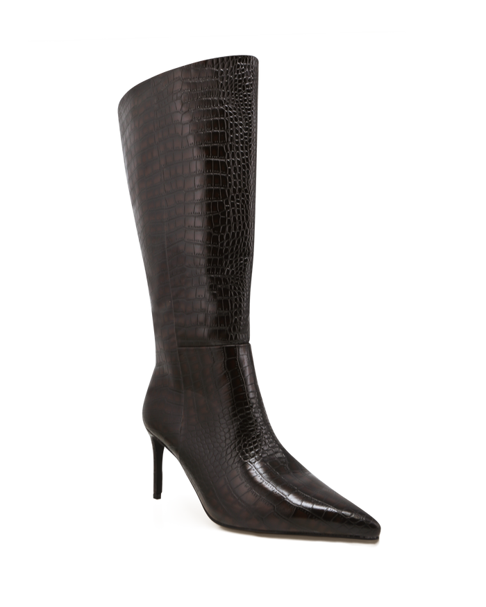 DILAN EXTENDED CURVE - DARK CACAO CROC-Boots-Billini-Billini