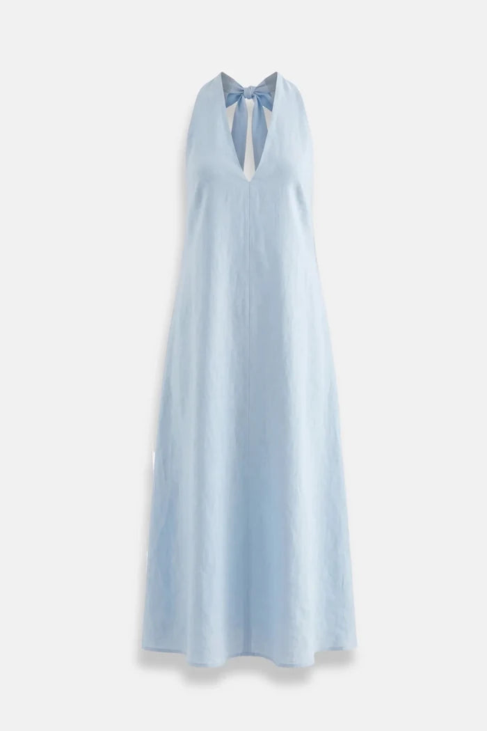 Рокля от сертифициран европейски лен Сериано Exclusive Collection - синьо Serianno Roberto Fashion Store Dress SER0907DRSBLULNG-XS XS