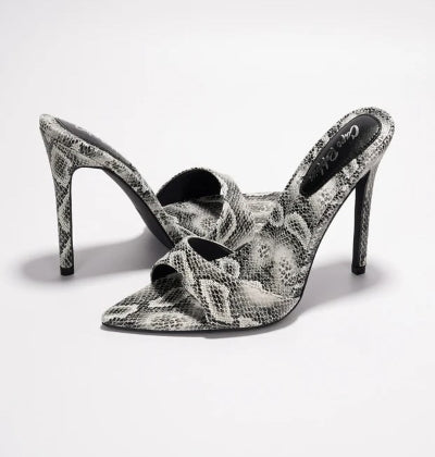Classic Slip-on Pointy Toe Animal Print Stiletto Heel-Snake
