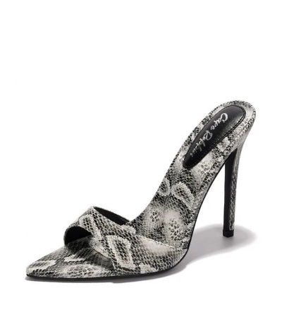 Dulcea Snake Print Stiletto Mules – Designer-Inspired Heels