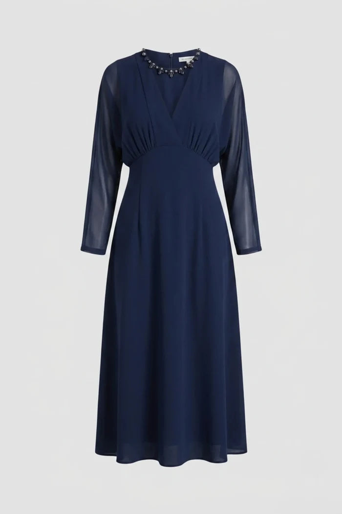 Елегантна миди рокля Roberto&Co - синьо Roberto&Co Roberto Fashion Store Dress NLZ0907DRSBLUMID-36 36