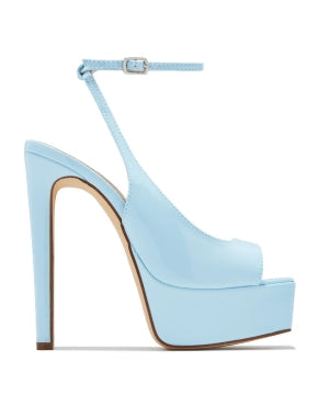 Elvie Baby Blue Platform Stiletto Heels | Ankle Strap Peep Toe Sandal