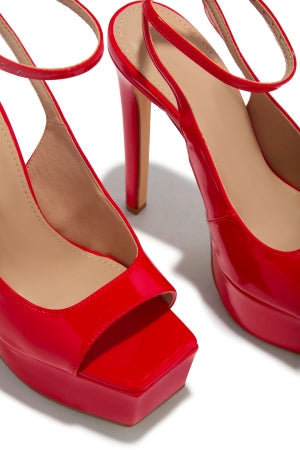 Elvie Red Platform Stiletto Heels | Ankle Strap Peep Toe Sandal