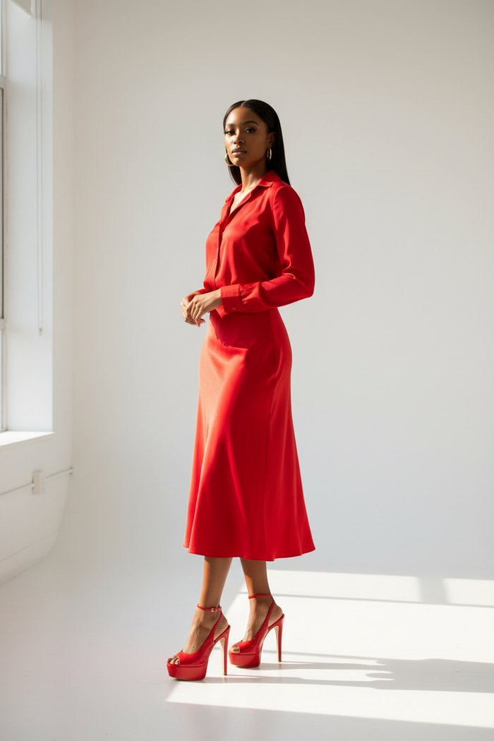 Elvie Red Platform Stiletto Heels | Ankle Strap Peep Toe Sandal