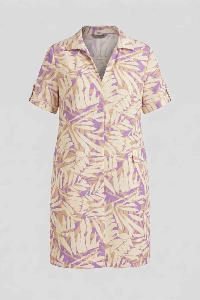 Памучна рокля на цветя "Annavero" - бежово Roberto&Co Roberto Fashion Store Dress NV1007DRSBEIFLO-46 46