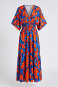 Рокля на цветя "Borneo" - синьо Roberto&Co Roberto Fashion Store Dress MSC1007DRSBLUFLO-36 36