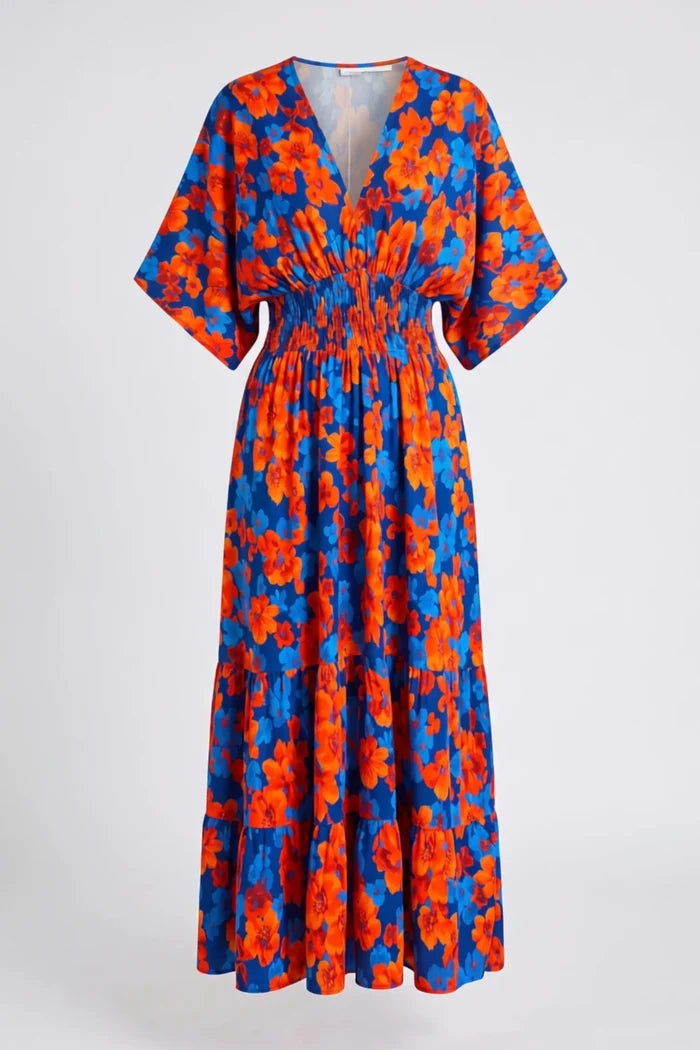 Рокля на цветя "Borneo" - синьо Roberto&Co Roberto Fashion Store Dress MSC1007DRSBLUFLO-36 36