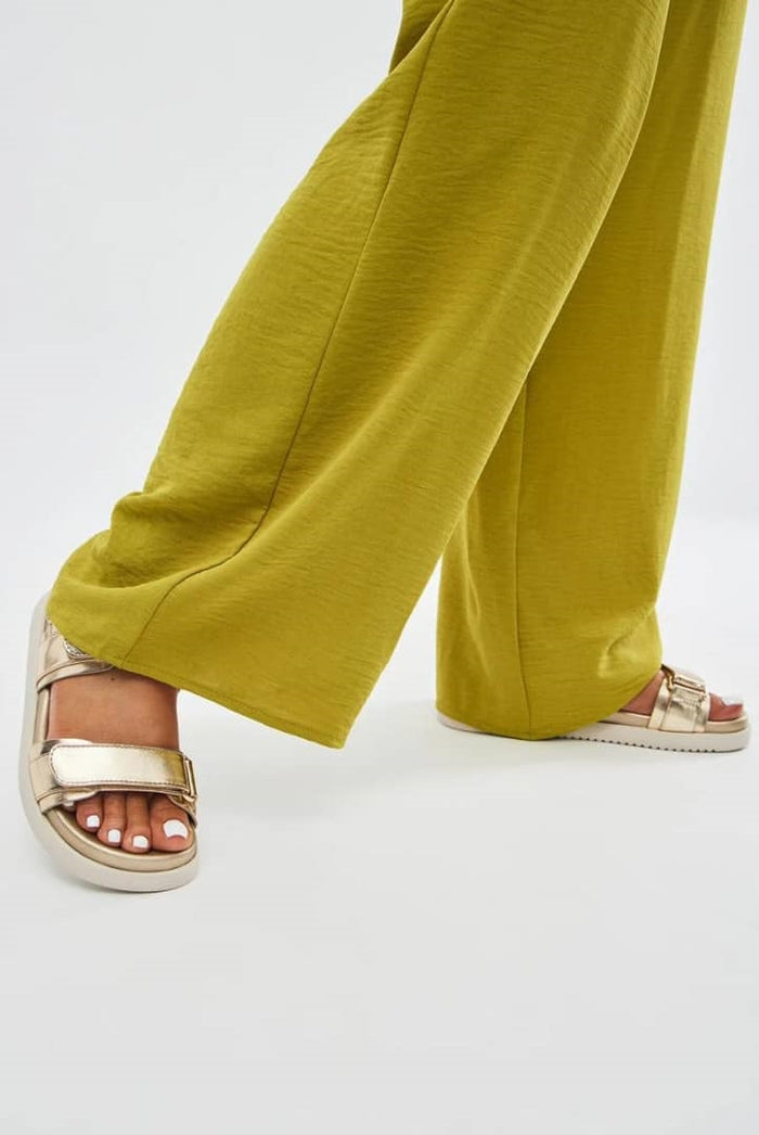 Forever Gigi Adjustable Velcro Double Strap Chunky Sandals-Gold