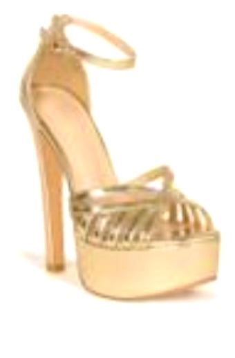 Gold Platform Peep Toe Stiletto Sandals – Ribiah-2 Strappy Heels