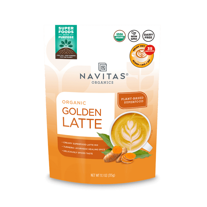 Navitas Organics 11.1 oz Golden Latte front of bag.