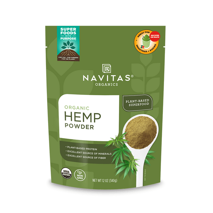 Navitas Organics Hemp Powder 12 oz. front of bag