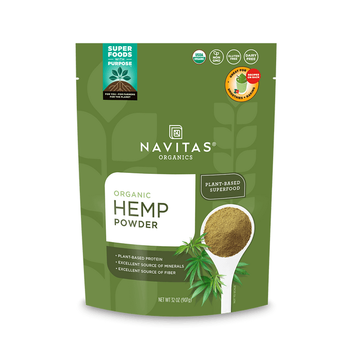 Navitas Organics 32 oz Hemp Powder front of bag.