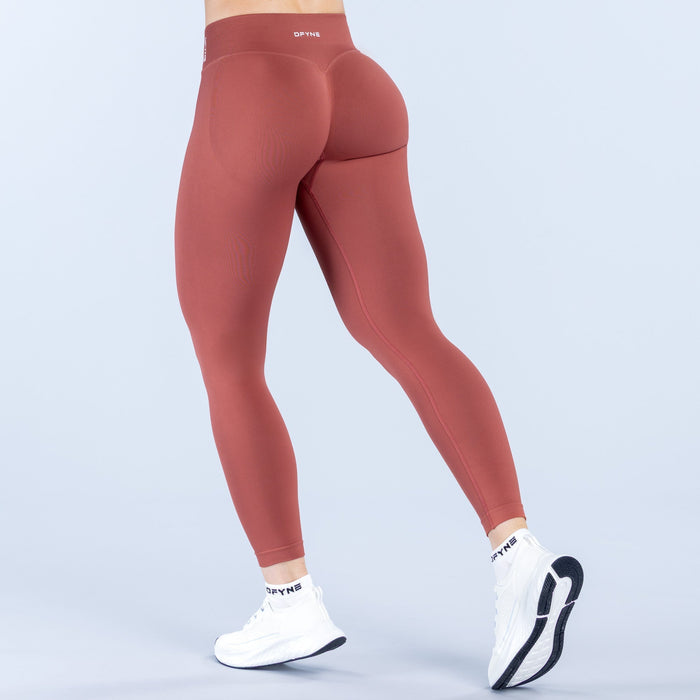 Maroon impact leggings with sculpted seat, back view, ankle-length