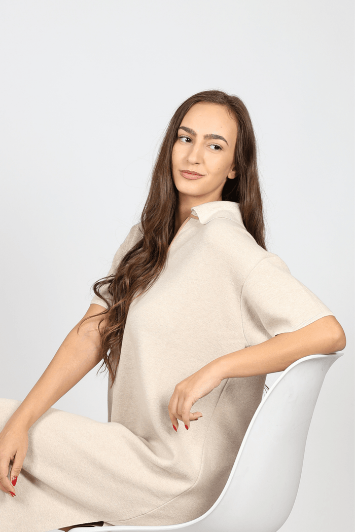 Knitted Dress, Beige